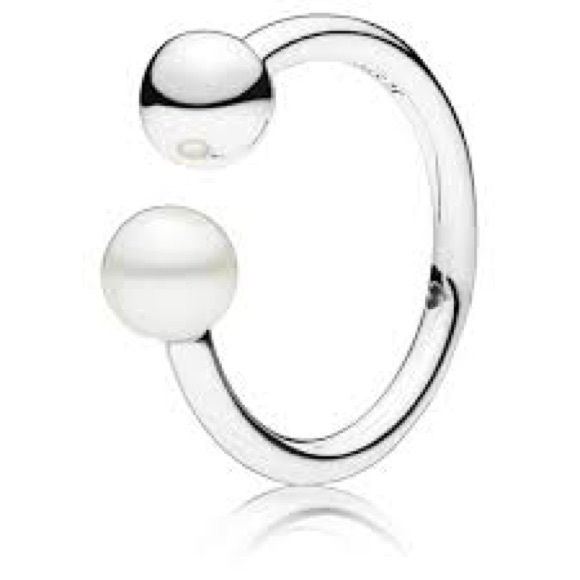 PANDORA Contemporary Pearl Open Ring 197573P-54 - Picture 1 of 2